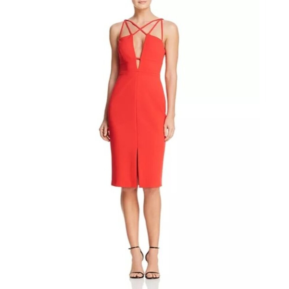 BCBGMaxAzria Sidonia Dress Size 6  Red Berry Sleeveless Pencil Dress New